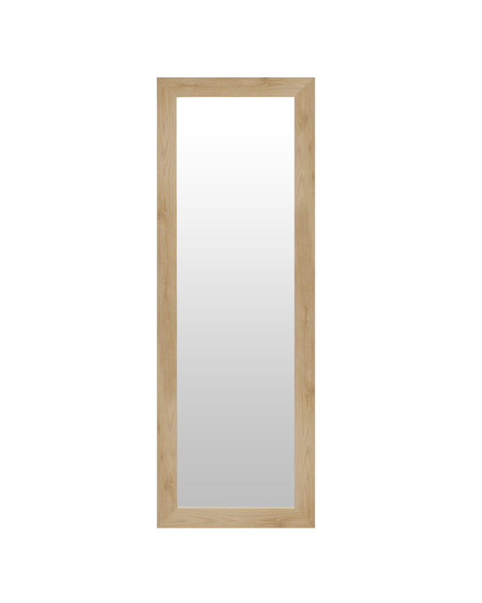 Espelho de parede retangular em madeira com acabamento oliveira em vários tamanhos