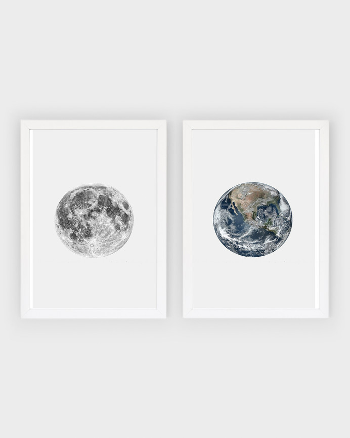 Pacote de 2 Estampas da Lua e da Terra