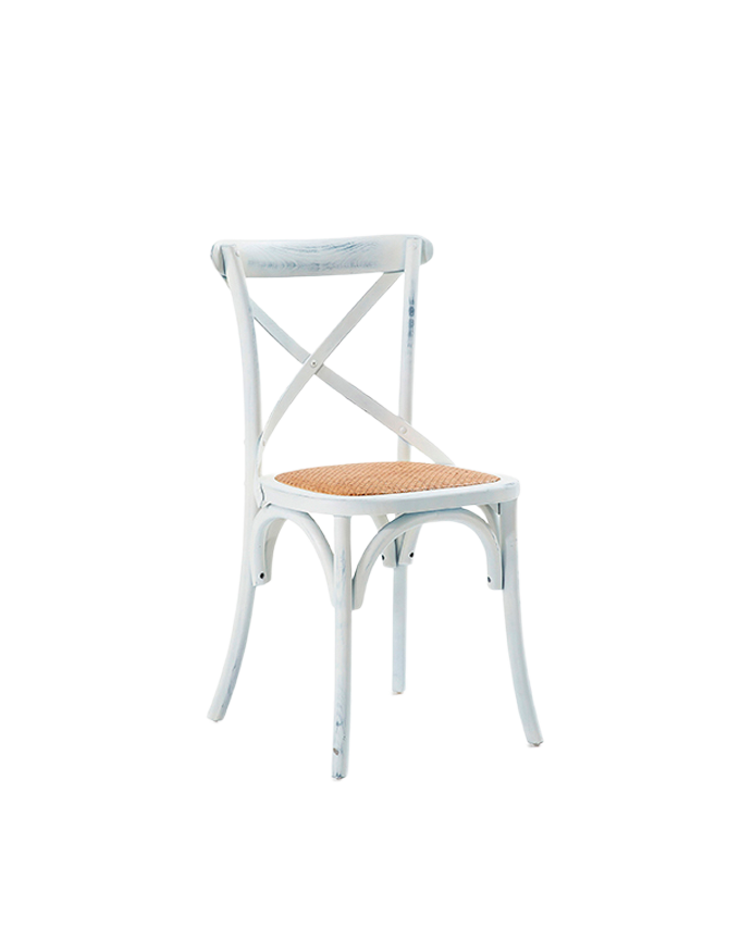Cadeiras em madeira de olmo com barra transversal no encosto brancas 88x52cm