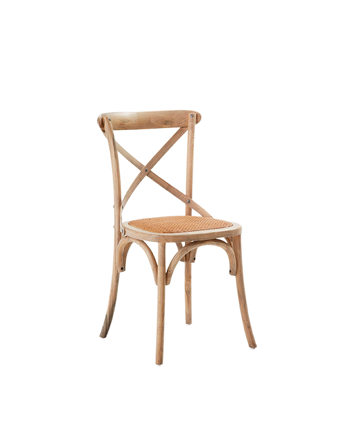 Cadeiras em madeira de olmo com barra transversal no encosto cor natural 88x52cm