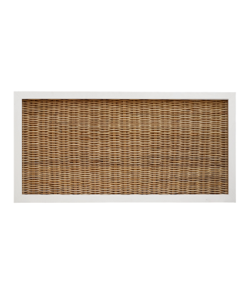 Cabeceira em madeira de bambu natural tecida à mão em tom branco fosco 160x80cm