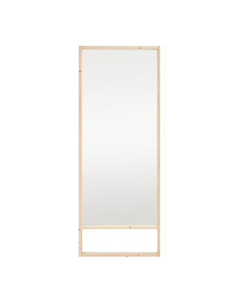 Espelho de madeira maciça em tom natural de vários tamanhos