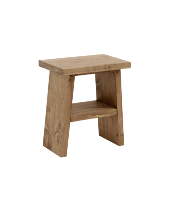 Mesa de cabeceira ou mesa auxiliar em madeira maciça tom carvalho escuro 45x39cm