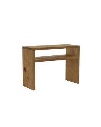 Mesa de cabeceira em madeira maciça tom carvalho escuro 50x36cm