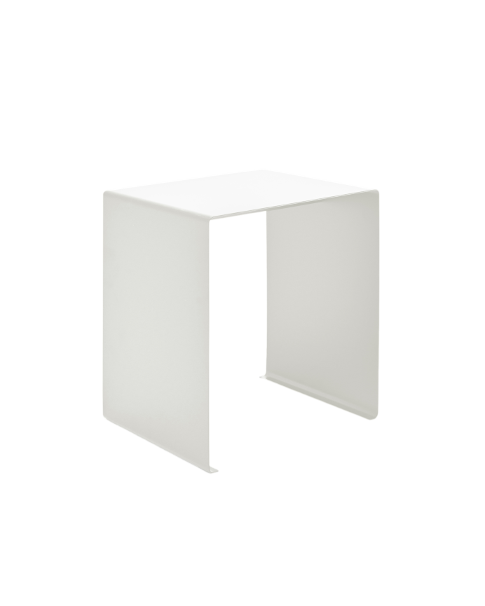 Mesa de centro em aço 100% reciclado na cor branca 45x45cm