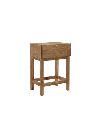 Mesa de cabeceira flutuante em madeira maciça tom carvalho escuro 57x40cm