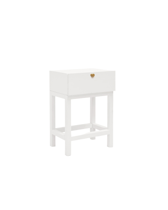 Mesa de cabeceira flutuante de madeira maciça em tom branco 57x40cm