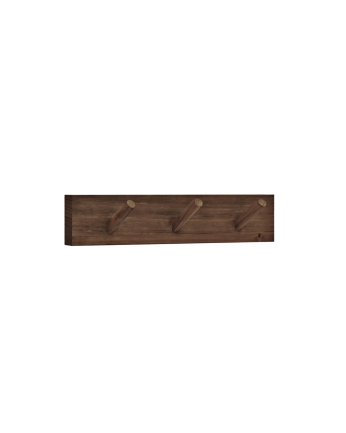 Cabide de parede em madeira maciça tom nogueira 26x5cm
