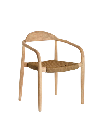 Cadeiras com estrutura em madeira de eucalipto e assento em corda marrom medindo 77x50cm