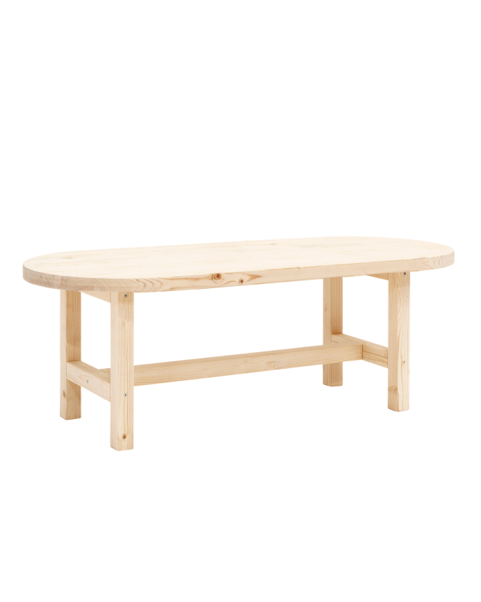 Mesa de centro de madeira maciça em tom natural de 120x40cm