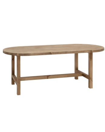 Mesa de jantar oval de madeira maciça em tom carvalho escuro em vários tamanhos