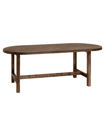 Mesa de jantar oval de madeira maciça em tom de nogueira de vários tamanhos
