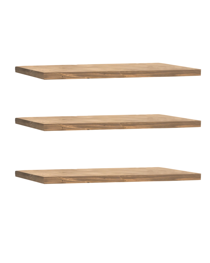 Pacote de 3 Prateleiras flutuantes em madeira maciça com acabamento em carvalho escuro vários tamanhos