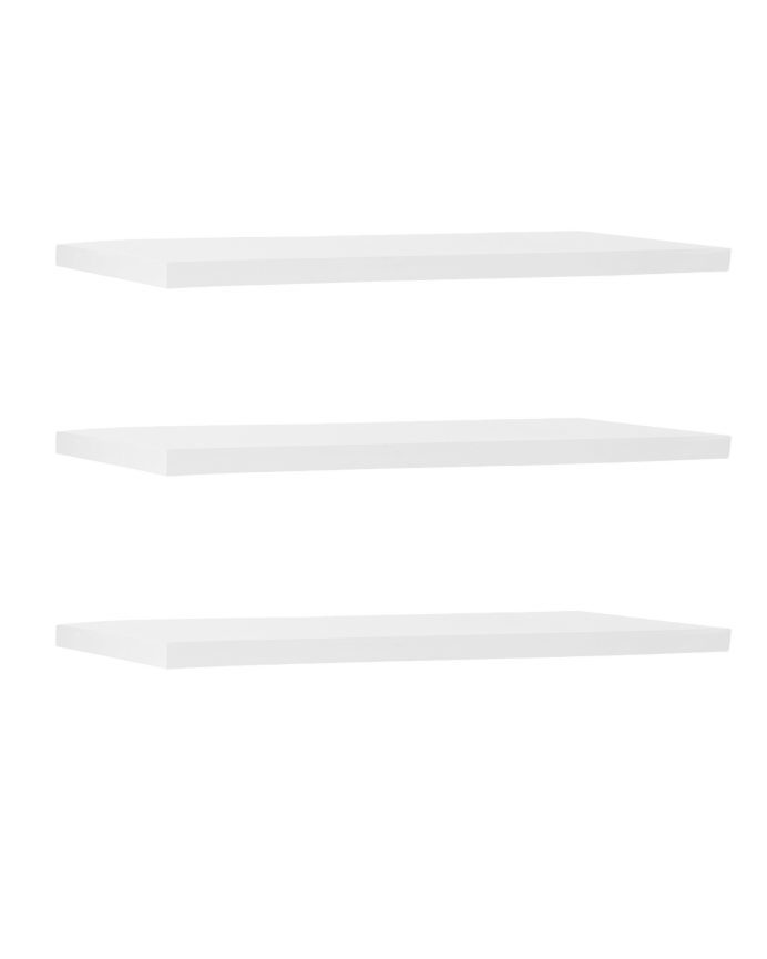 Pacote de 3 Prateleiras flutuantes de madeira maciça em tom branco vários tamanhos