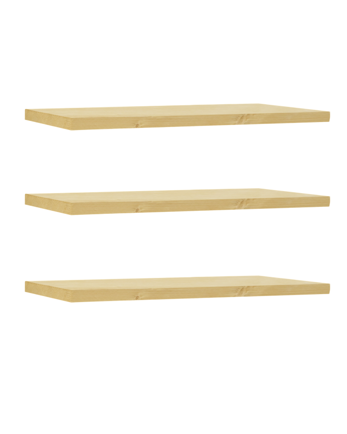 Pacote de 3 Prateleiras flutuantes em madeira maciça com acabamento oliveira vários tamanhos
