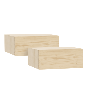 Conjunto de duas mesas de cabeceira flutuantes de madeira maciça de 40 cm em tom natural