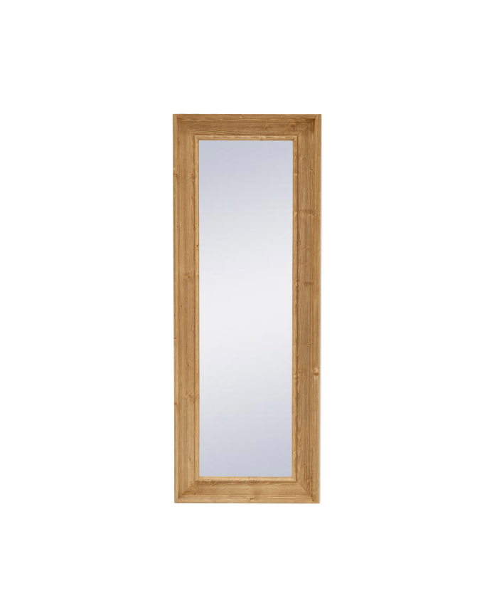 Espelho de madeira maciça em formato retangular com acabamento em carvalho escuro em vários tamanhos