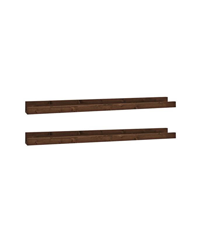 Pacote de 2 Prateleiras flutuantes de madeira maciça em tom de nogueira de vários tamanhos