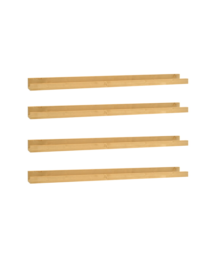 Pacote de 4 Prateleiras flutuantes em madeira maciça em tom azeitona vários tamanhos
