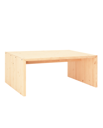 Mesa de centro de madeira maciça em tom natural medindo 1094x45x74cm