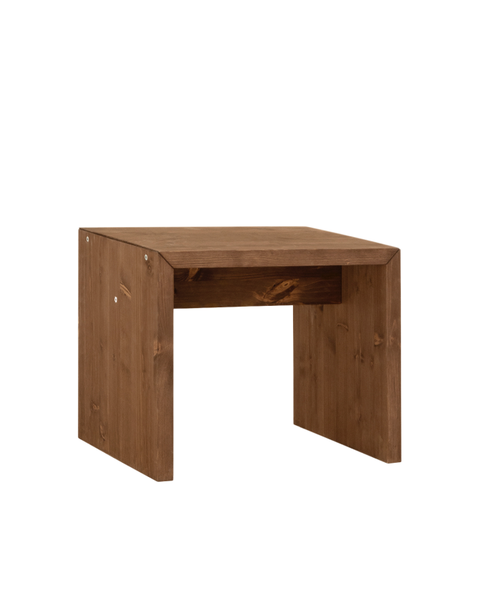 Mesa de centro / banco em madeira maciça tom nogueira 45x50cm