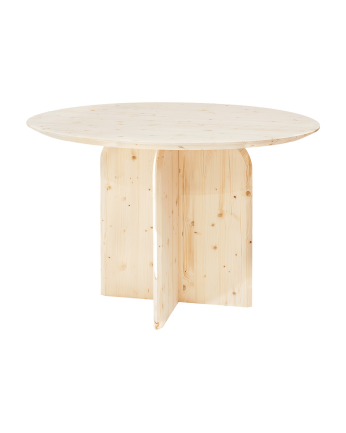 Mesa de jantar redonda de madeira maciça 110cm em tom natural
