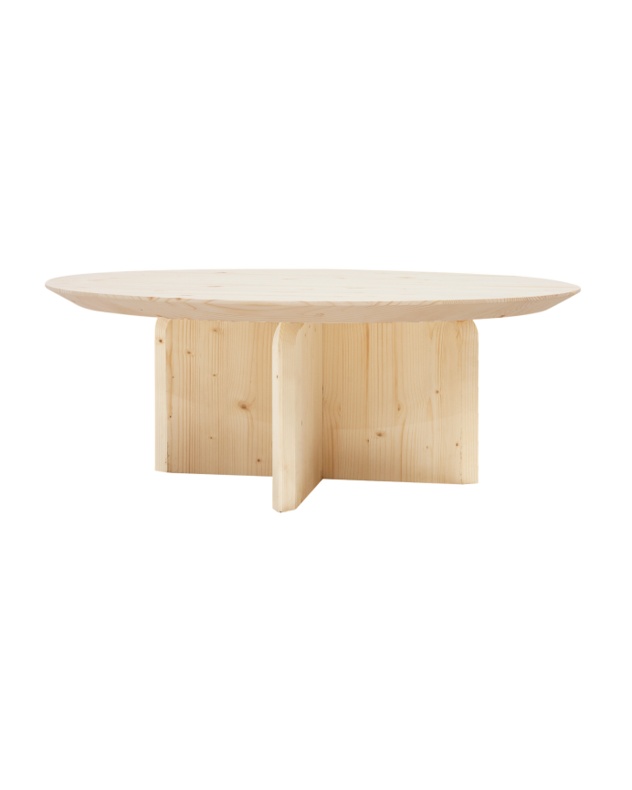 Mesa de centro redonda de madeira maciça em tom natural de vários tamanhos