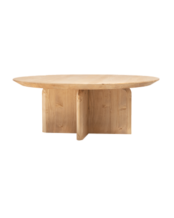 Mesa de centro redonda de madeira maciça em tom carvalho médio em vários tamanhos
