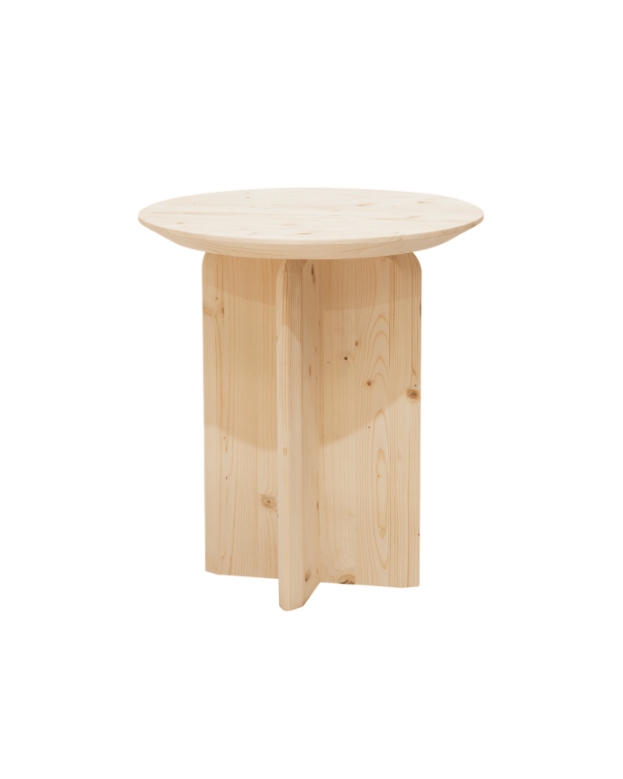 Mesa lateral de madeira maciça em tom natural 50x45cm
