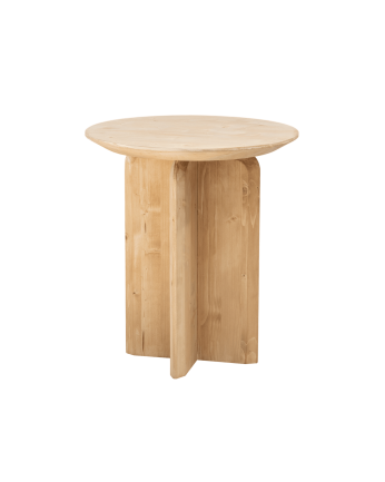 Mesa lateral de madeira maciça tom carvalho médio 50x45cm