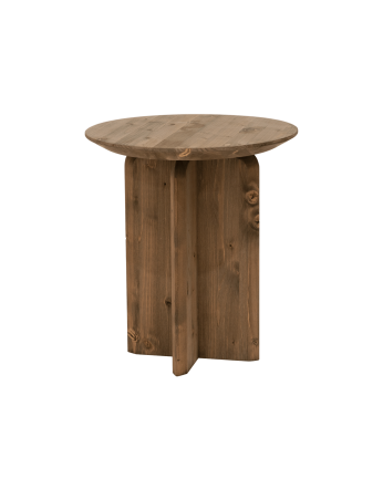 Mesa lateral de madeira maciça em tom carvalho escuro 50x45cm