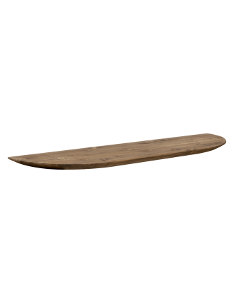 Prateleira flutuante arredondada de madeira maciça em tom carvalho escuro vários tamanhos