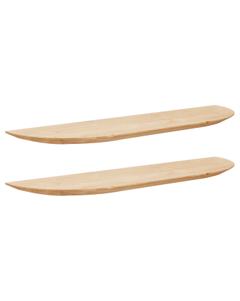 Pacote de 2 Prateleiras flutuantes arredondadas em madeira maciça em tom carvalho médio vários tamanhos