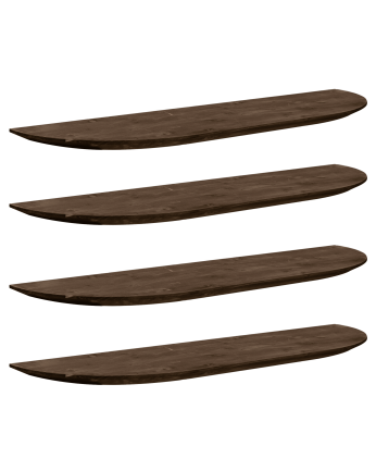 Pacote de 4 Prateleiras flutuantes arredondadas de madeira maciça em tom de nogueira de vários tamanhos
