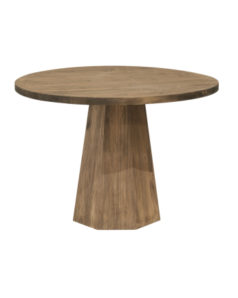 Mesa de jantar redonda de madeira maciça em tom carvalho escuro Ø115