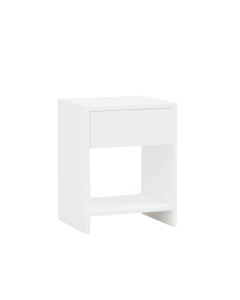 Mesa de cabeceira de madeira maciça com gaveta branca em vários tamanhos