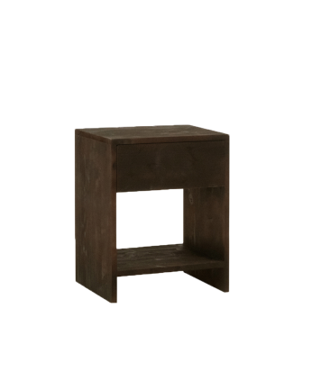 Mesa de cabeceira de madeira maciça com uma gaveta em tom nogueira em vários tamanhos