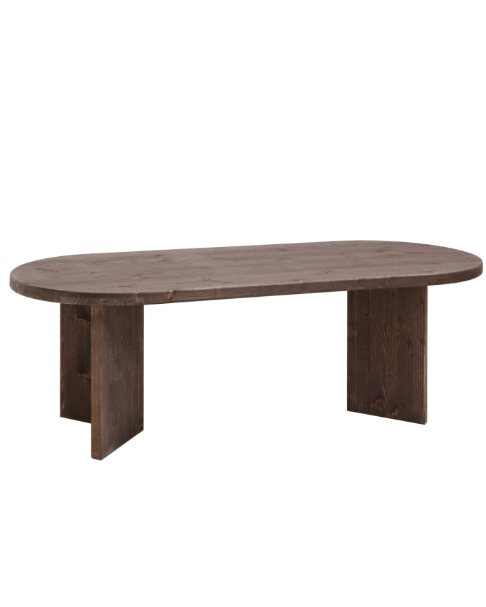 Mesa de jantar de madeira maciça em tom de nogueira de vários tamanhos