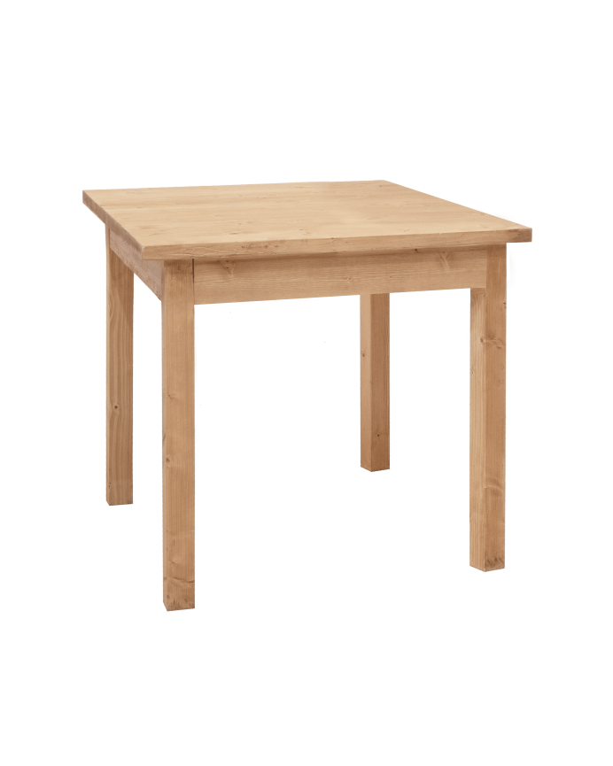 Mesa de jantar quadrada de madeira maciça em tom carvalho médio 80x80cm