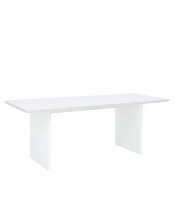 Mesa de jantar em madeira maciça em tom branco de vários tamanhos