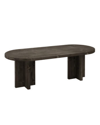 Mesa de centro de madeira maciça preta 120x40cm