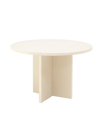 Mesa de jantar redonda de microcimento em tom branco em vários tamanhos