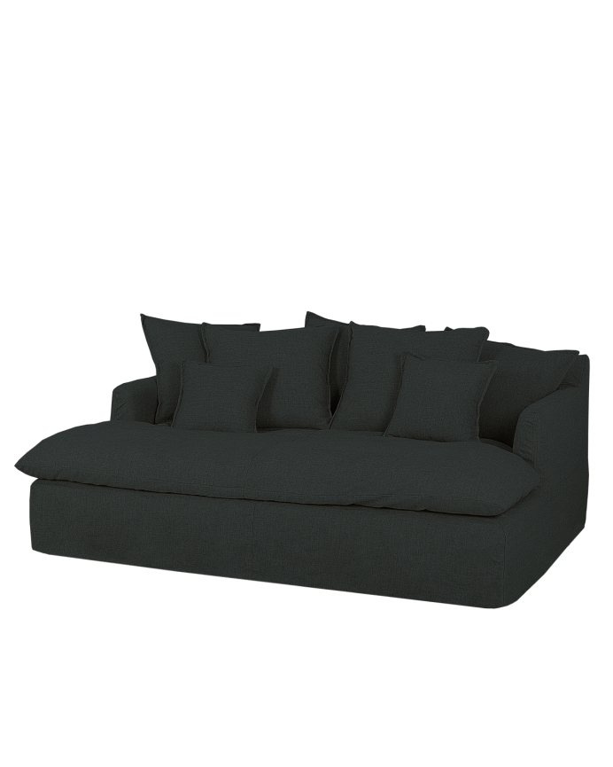 Fundo longo do sofá em algodão e linho com capas removíveis em azul vários tamanhos