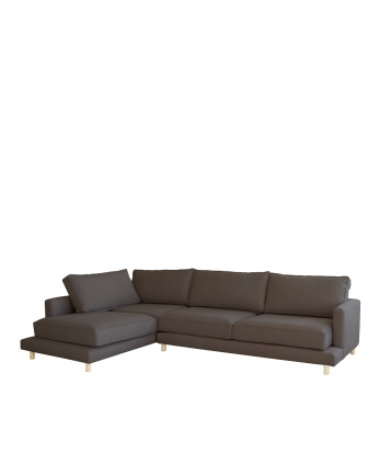 Sofá cinza escuro com chaise longue de vários tamanhos
