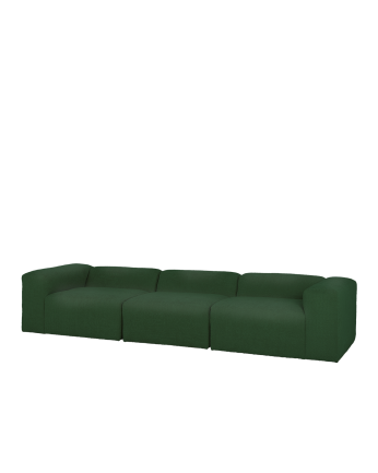 Sofá bouclé verde de 3 módulos 330x110cm