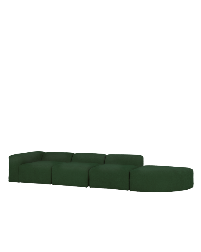 Sofá 4 módulos curva bouclé verde 410x110cm