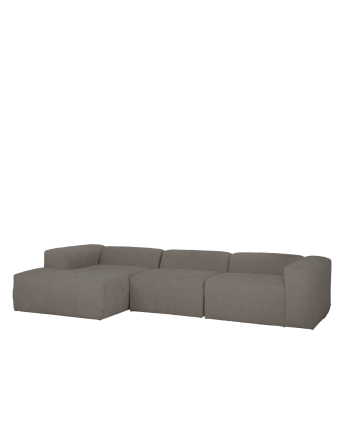 Sofá de 3 módulos com chaise longue bouclé cinza escuro 330x172cm