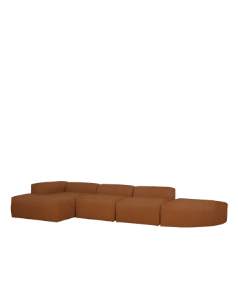 Sofá curvo de 4 módulos com chaise longue bouclé cor cobre 410x172cm