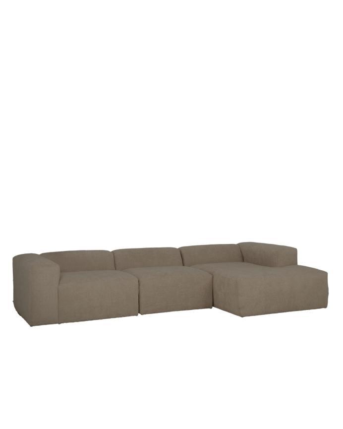 Sofá de 3 módulos com chaise longue bouclé marrom 330x172cm
