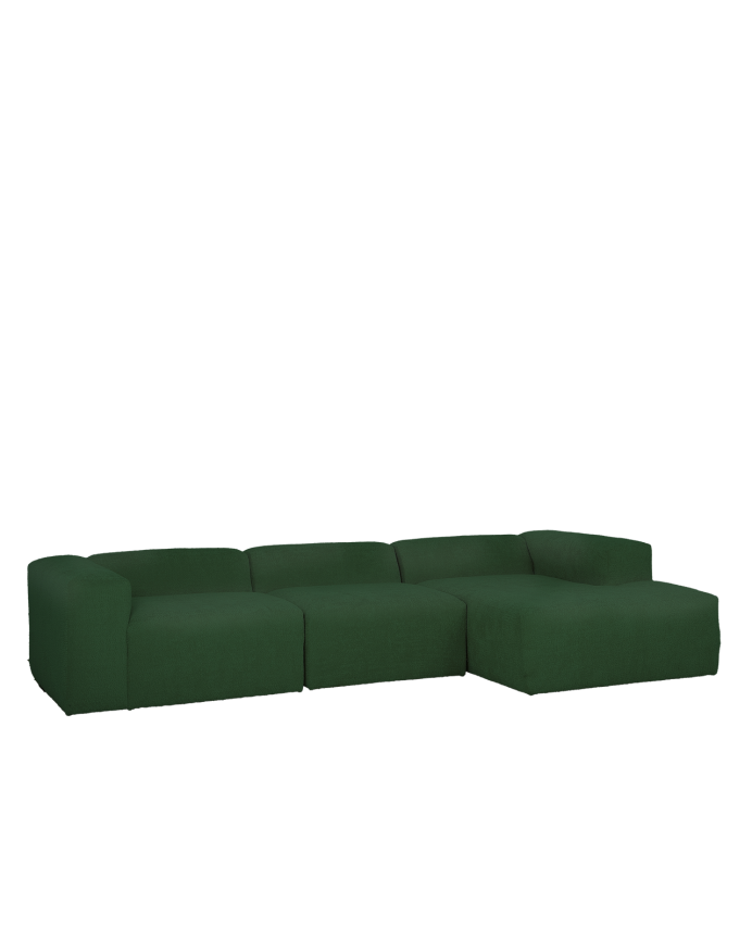 Sofá de 3 módulos com chaise longue bouclé verde 330x172cm